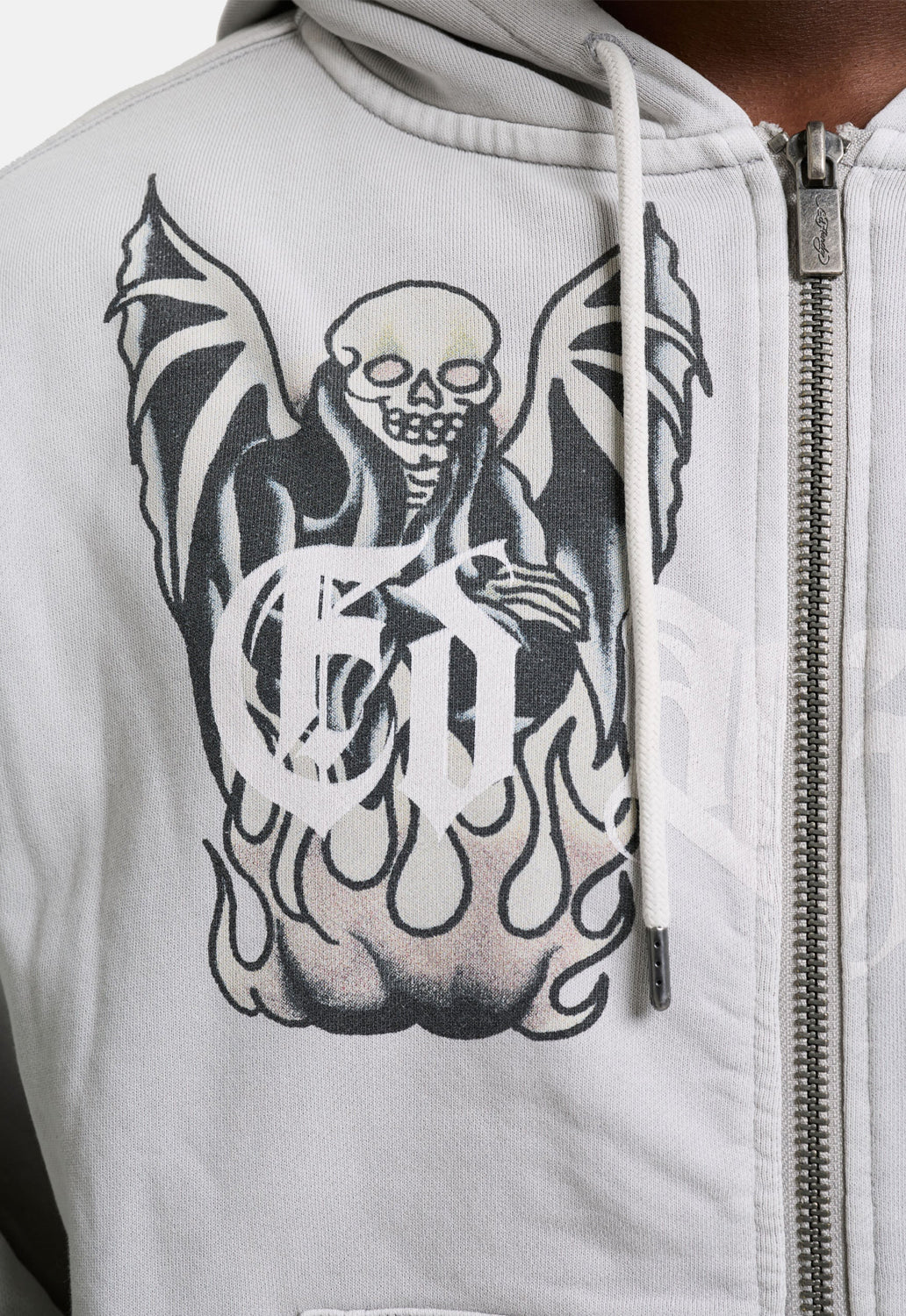 Gothic Skull Boxy Zip Hoodie