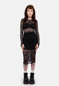 Gracie Web Mesh Midi Skirt