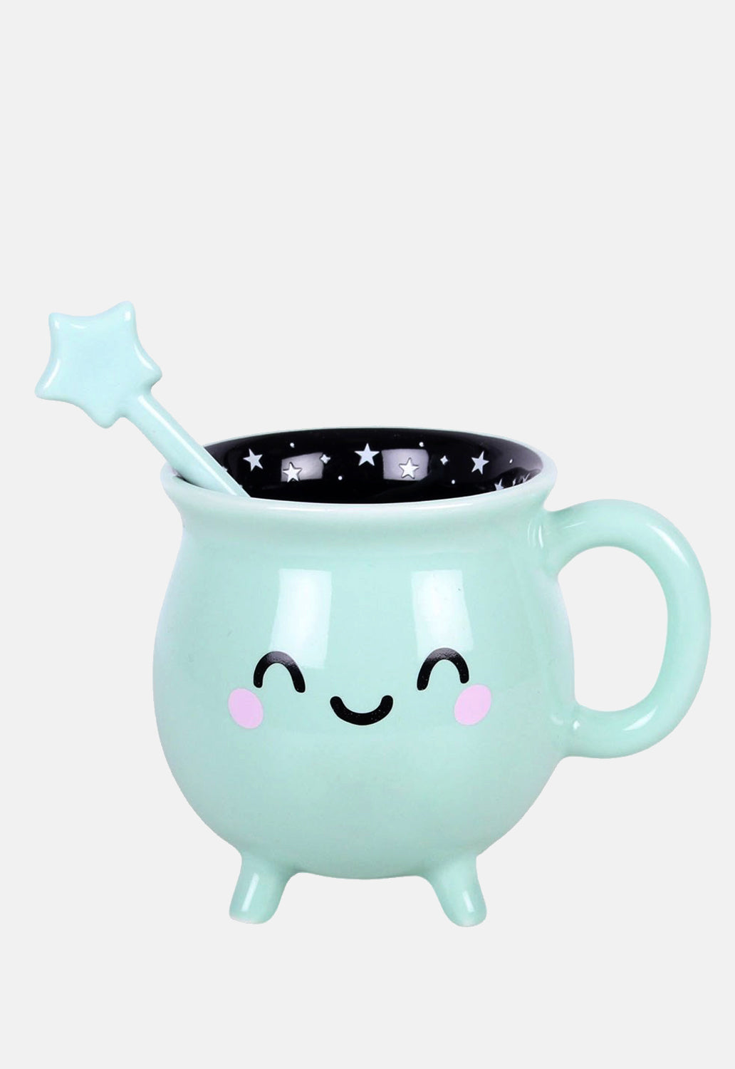 Mint Green Cauldron Mug With Wand Stirrer