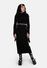 Herne Strap Maxi Denim Skirt