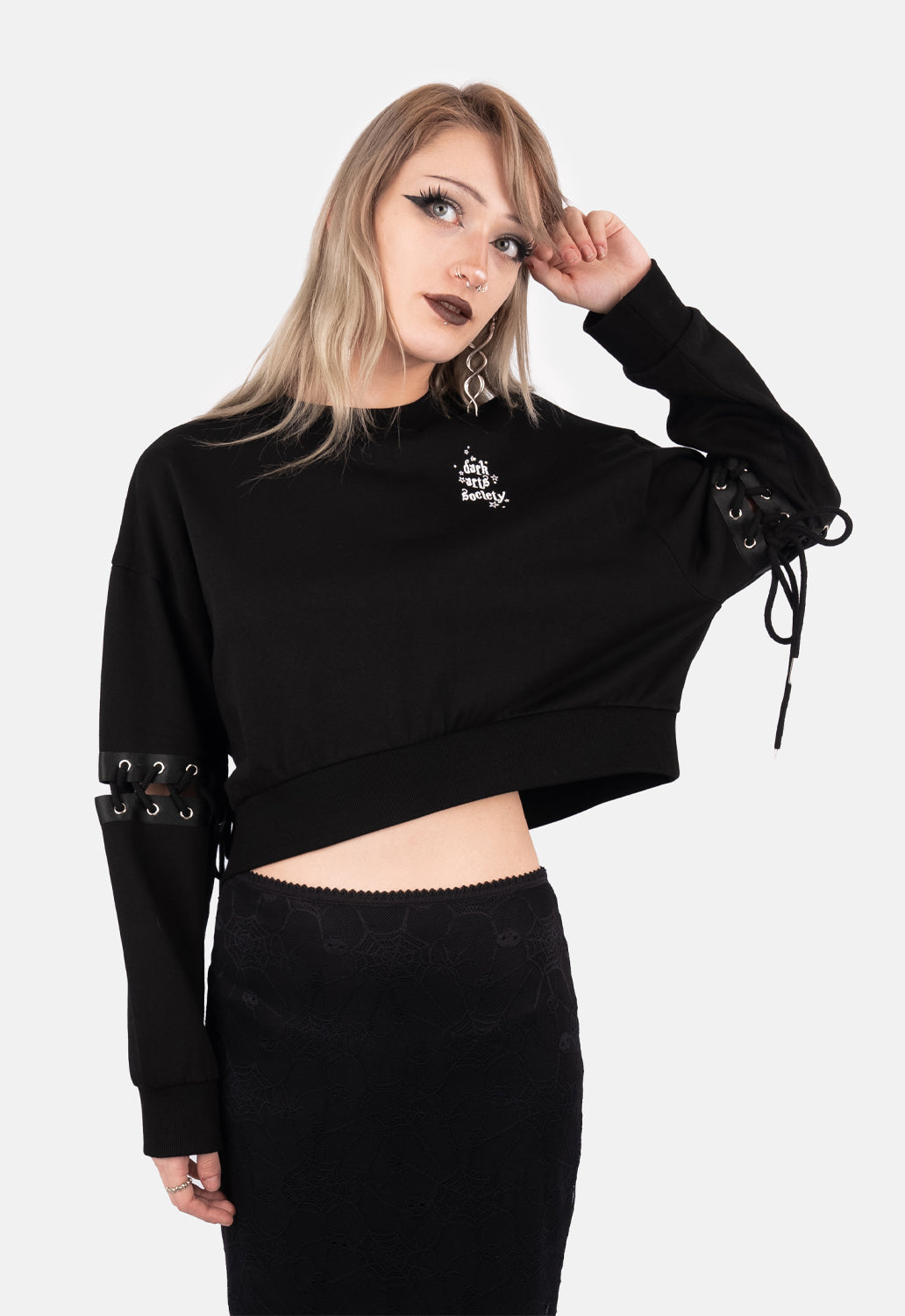Hexa Lace Up Sleeve Sweater