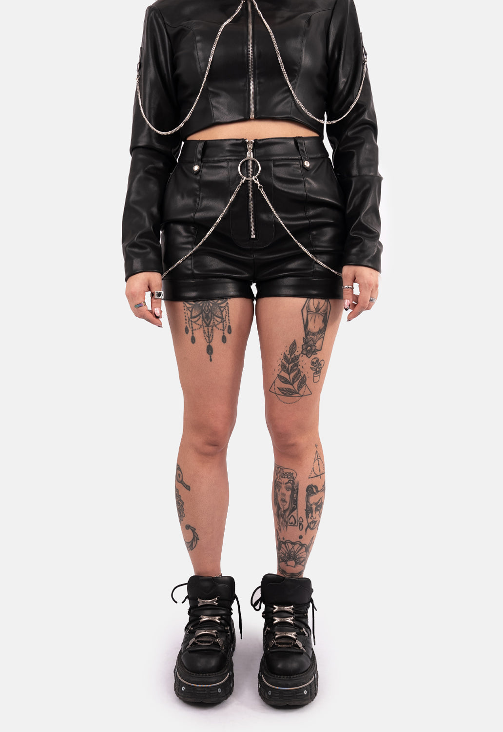 Hunter PU Zip Biker Short