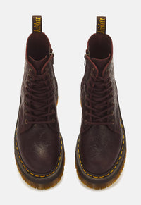 Jadon Floral Emboss 8 Eye Crazy Horse Leather Platform Boots