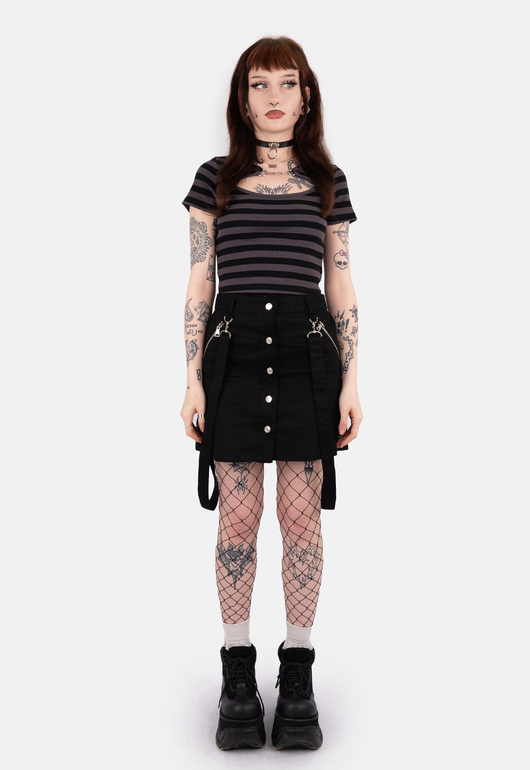 Kye Striped Front Cut Out Top