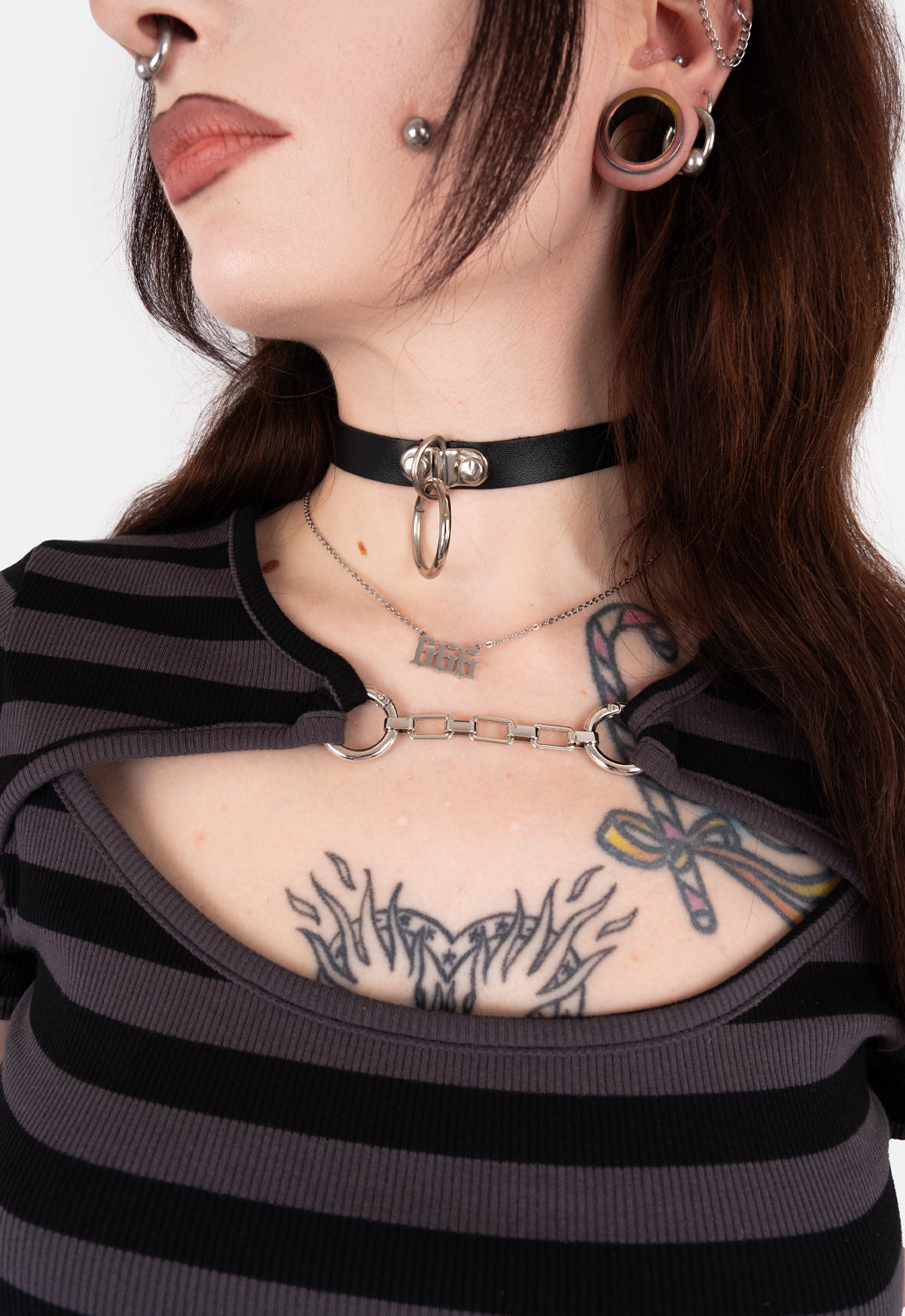 Kye Striped Front Cut Out Top