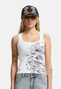 Love Birds Ribbed Eyelet Vest