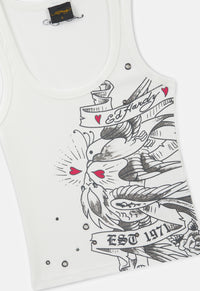 Love Birds Ribbed Eyelet Vest