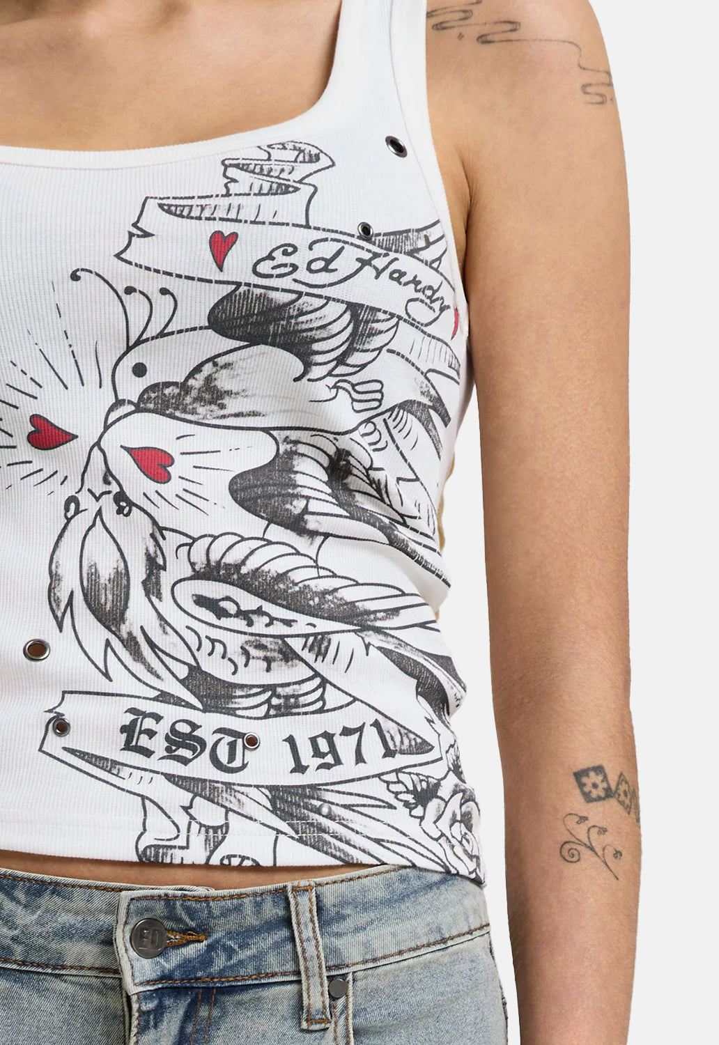 Love Birds Ribbed Eyelet Vest