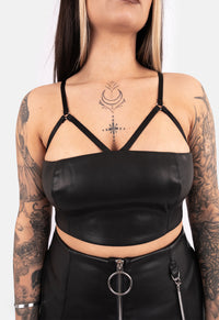 Morgana Strap Cropped PU Top