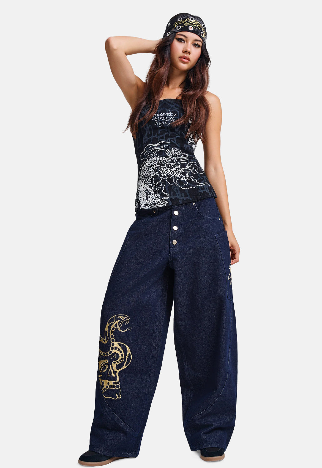 Monogram Dragon Fitted Denim Corset