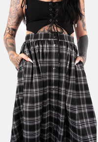 Rave Dip Hem Check Maxi Skirt