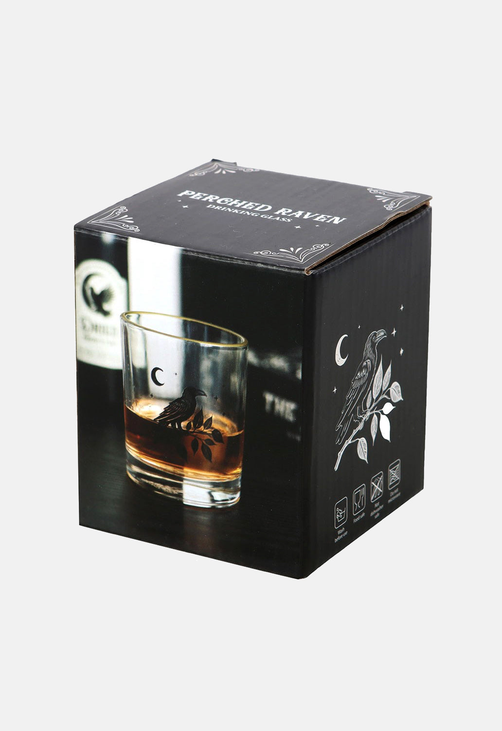 Perched Raven Drinking Glass