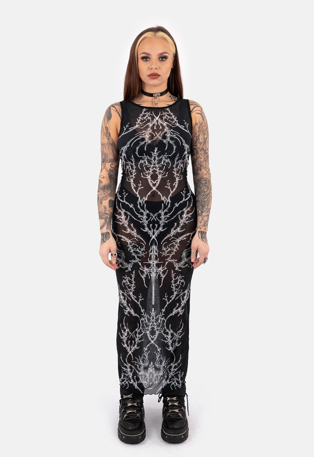 Raven Mesh Midaxi Dress
