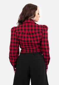 Rebel Lace Check Crop Long Sleeved Top