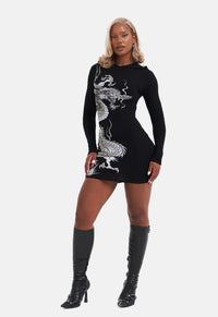 Red Dragon Hoodie Dress