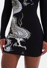 Red Dragon Hoodie Dress