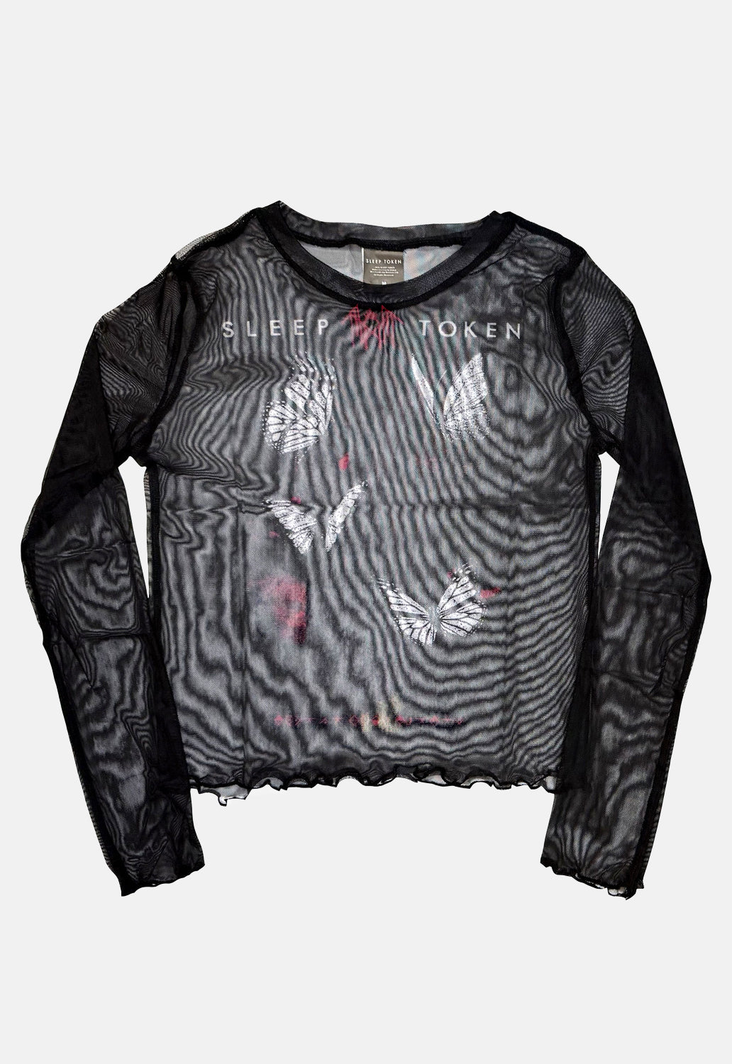 Butterflies Mesh Long Sleeved Crop Top