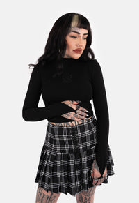 Sage High Neck Embroidered Top