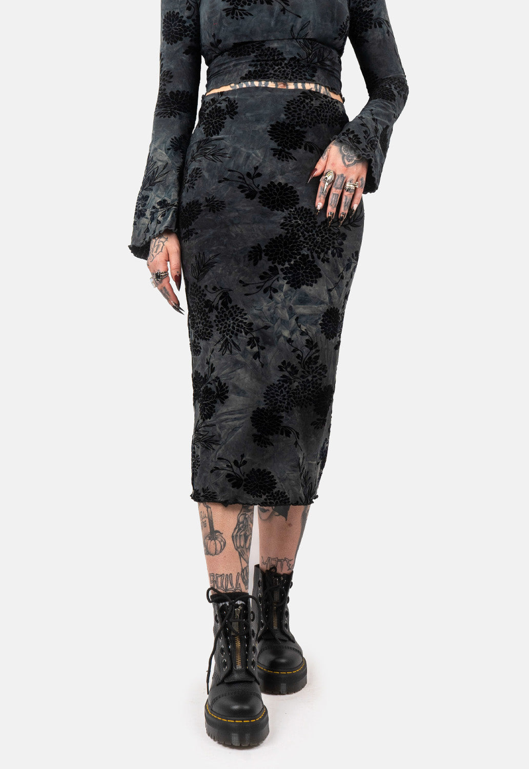 Sal Flocked Midaxi Skirt