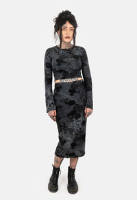 Sal Flocked Midaxi Skirt