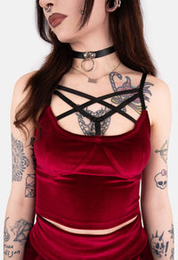 Salem Cross Velvet Crop Top