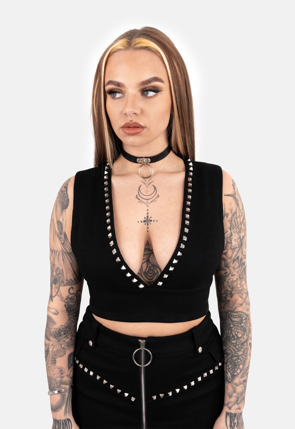 Sandy Cropped Denim Vest