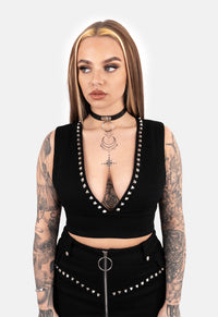 Sandy Cropped Denim Vest