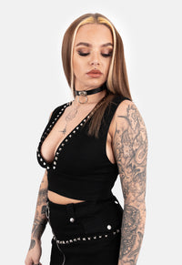 Sandy Cropped Denim Vest