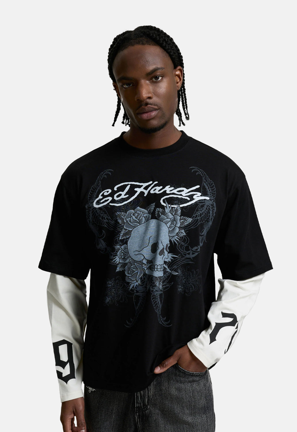 Skull Double Layer Relaxed T-Shirt