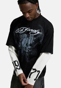 Skull Double Layer Relaxed T-Shirt