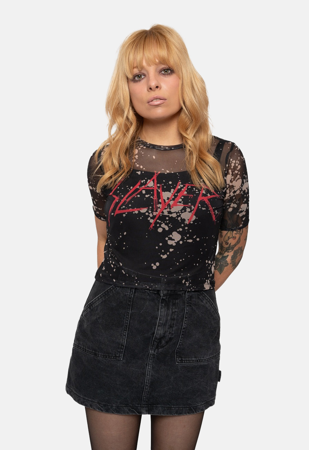 Scratchy Logo Mesh Crop Top