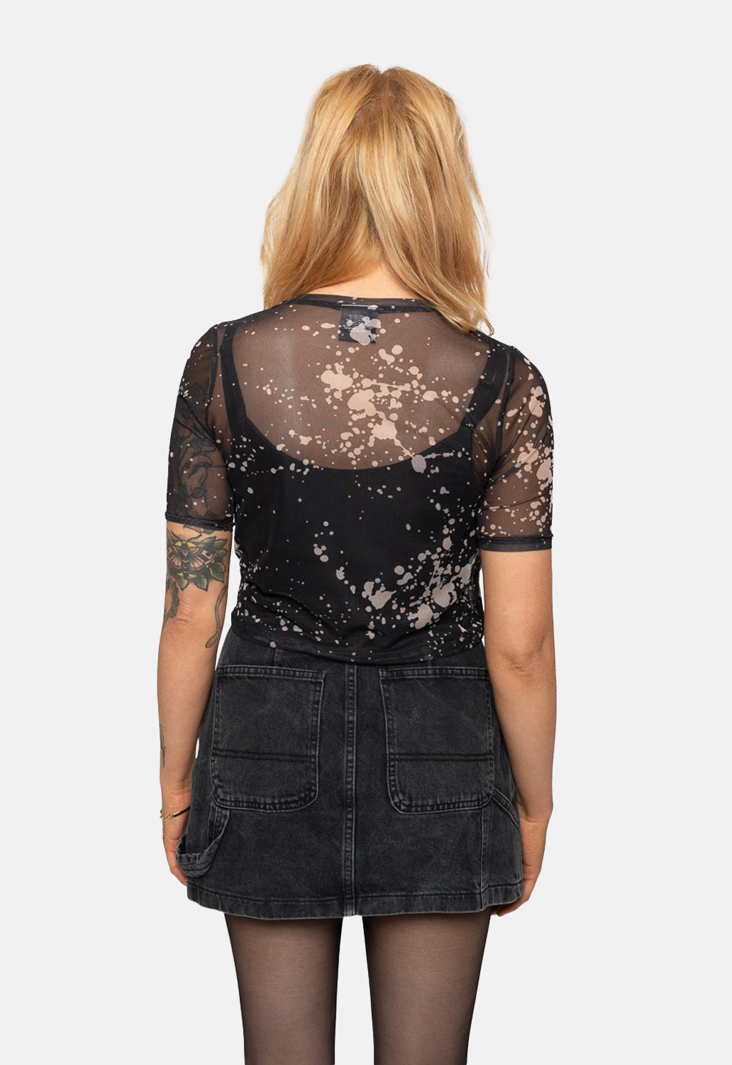 Scratchy Logo Mesh Crop Top