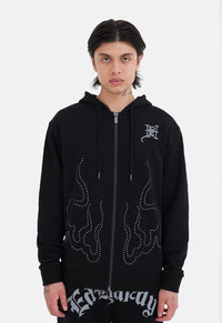 Metal Stud Detail Zip Hoodie