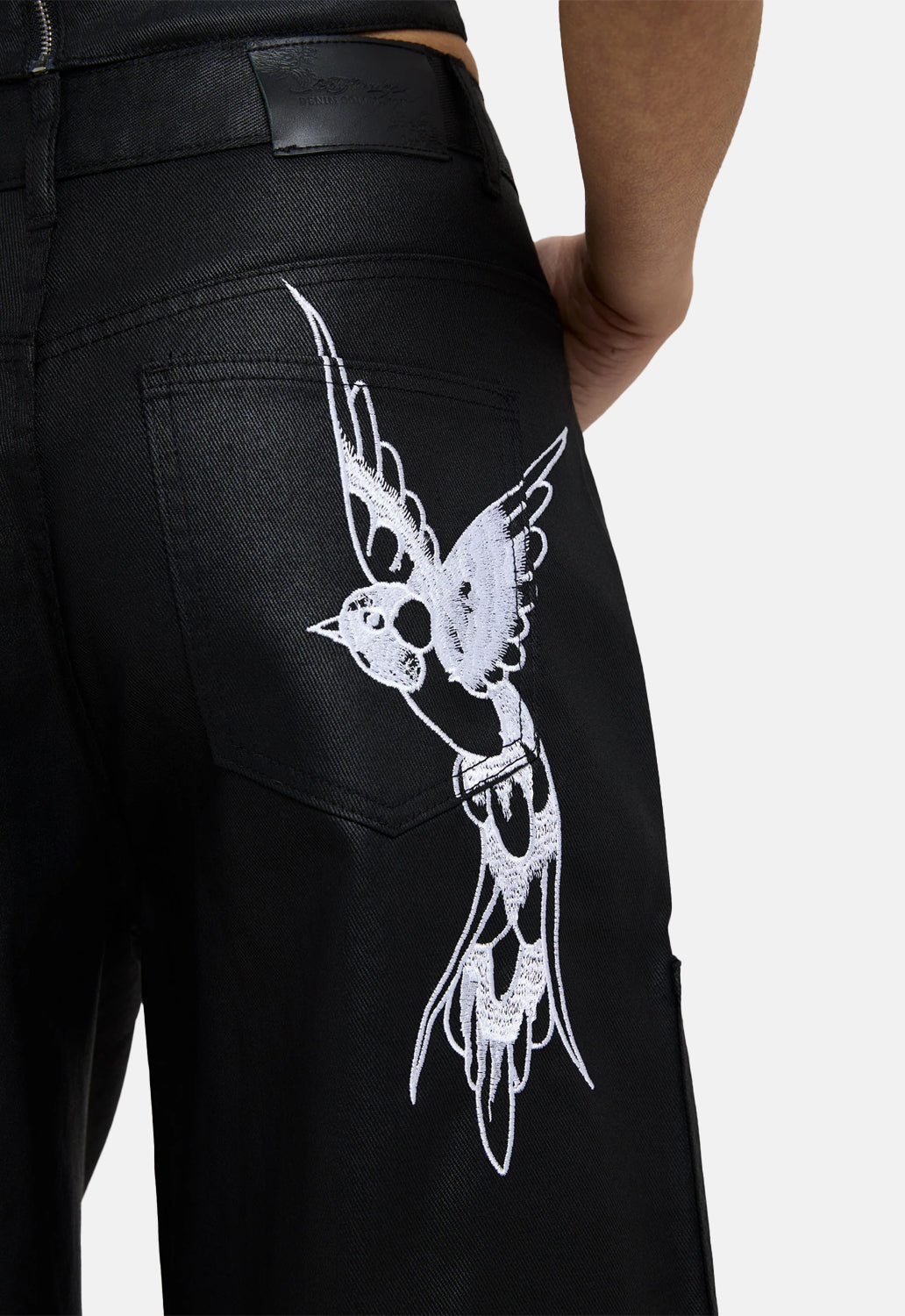 Denim Swallow Biker Jorts