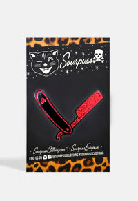 Straight Razor Red Pin Badge