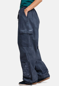 Tattoo Embroidered Washed Relaxed Cargo Pants