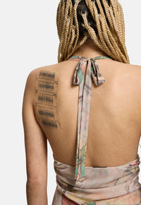 Tiger Print Cowl Mesh Dress