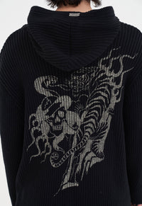 Tiger & Snake Flames Knit Hood