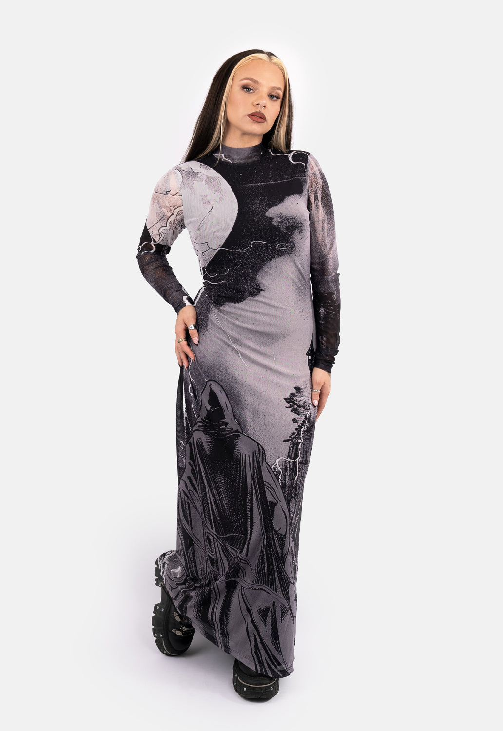 Ursula Printed Mesh Maxi Dress