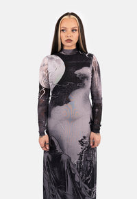 Ursula Printed Mesh Maxi Dress