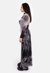 Ursula Printed Mesh Maxi Dress