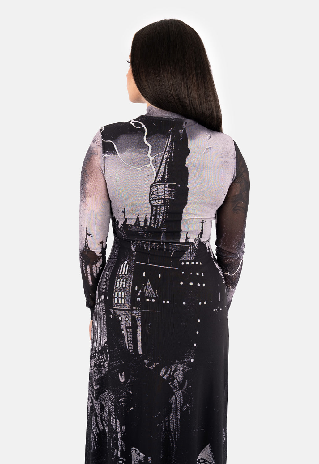 Ursula Printed Mesh Maxi Dress