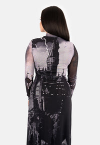 Ursula Printed Mesh Maxi Dress