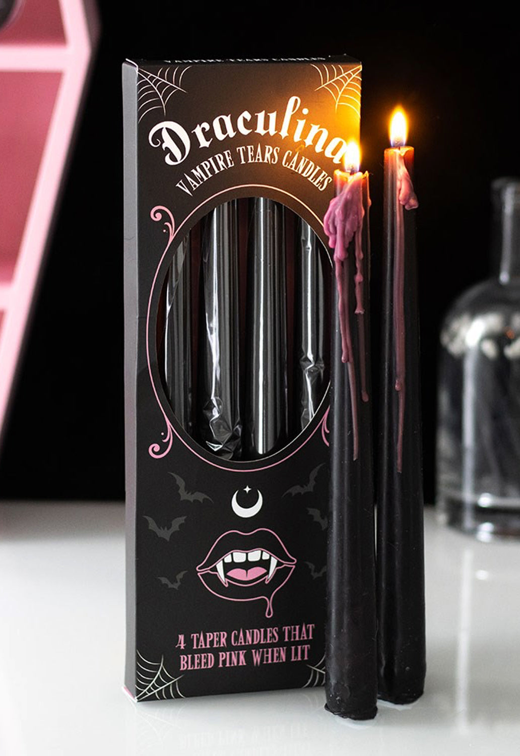 Draculina 4 Pink Vampire Tears Candles
