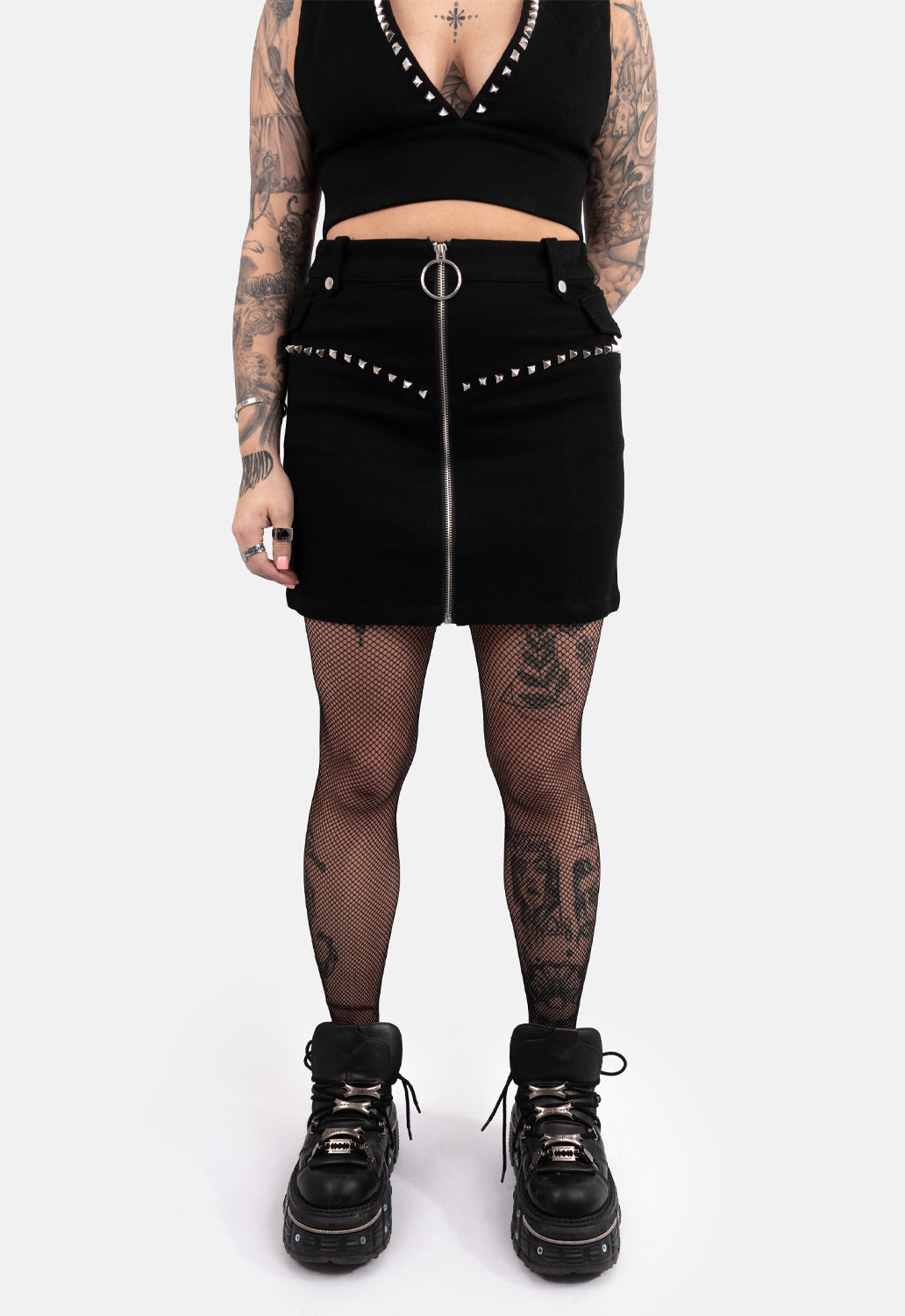 Vicki A-Line Stud Mini Skirt