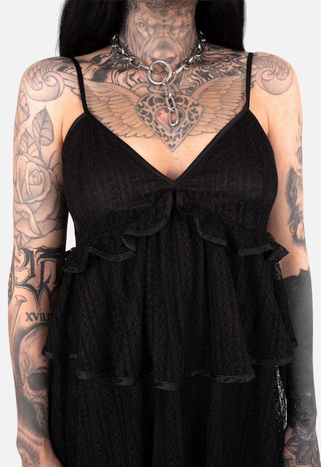 Xanthe Lace Tiered Mini Dress