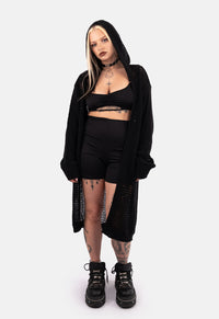 Zelda Longline Knit Hood Cardigan