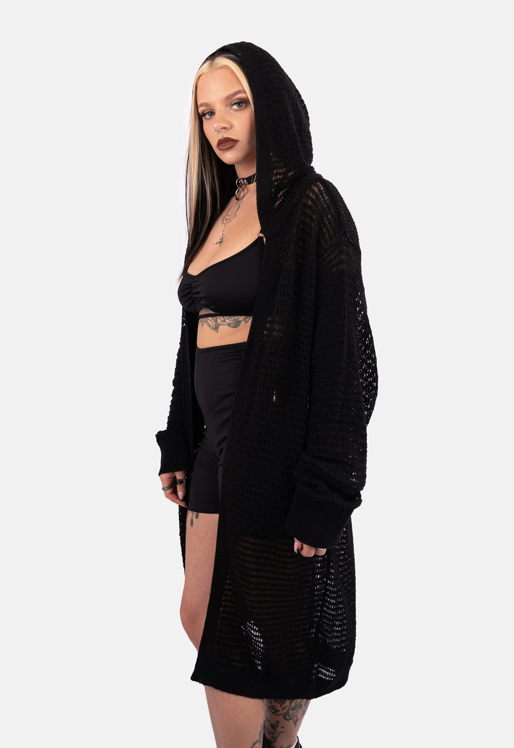 Zelda Longline Knit Hood Cardigan