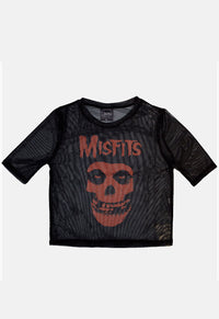 Orange Logo & Skull Mesh Crop Top